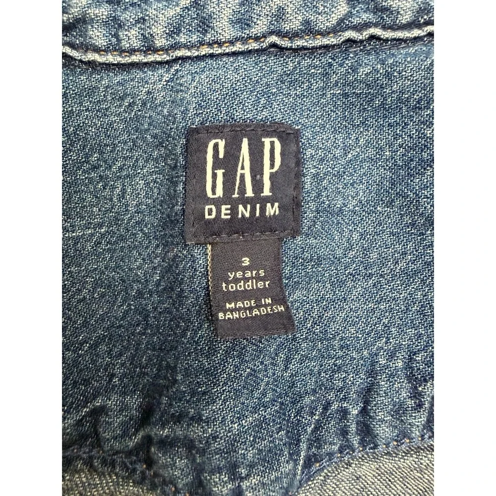 GAP Kids Denim Western Shirt 3 Years Snap Button Long Sleeve Blue Toddler